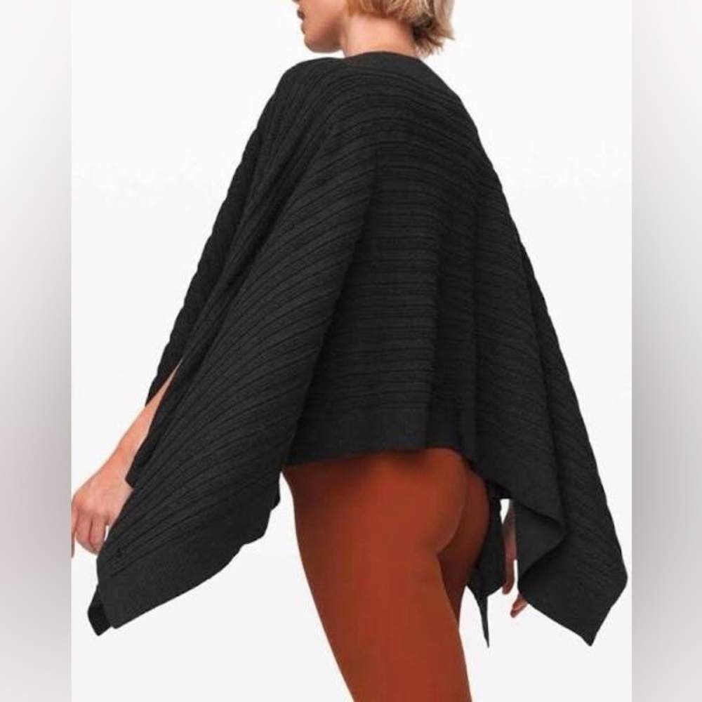 Lululemon Forward Flow Poncho Grey Ribbed Knit Cape One Size - Picture 6 of 6